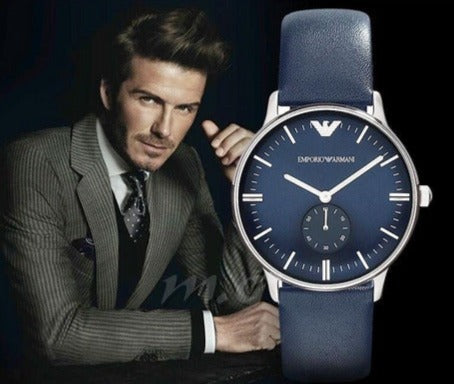 Emporio Armani Analog Quartz Blue Dial Blue Leather Strap Watch For Men - AR1647