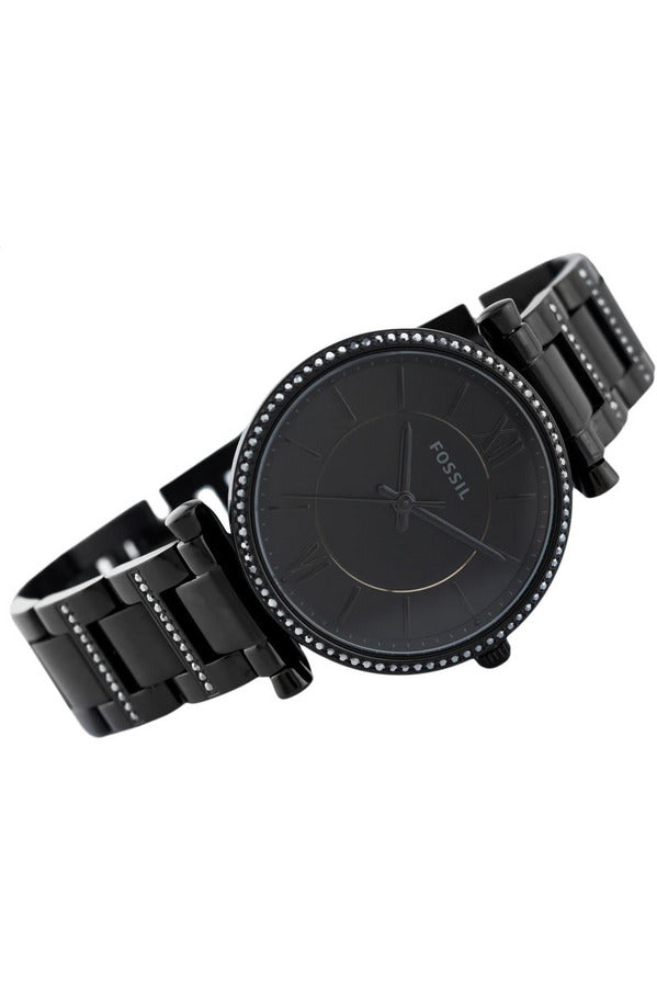Fossil Carlie Black Dial Black Steel Strap Watch for Women - ES4488
