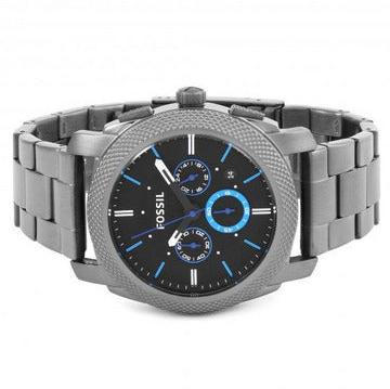 Fossil Machine Chronograph Brown Dial Grey Steel Strap Watch for Men - FS4931