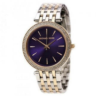 Michael Kors Darci Purple Dial Two Tone Steel Strap Watch for Women - MK3353