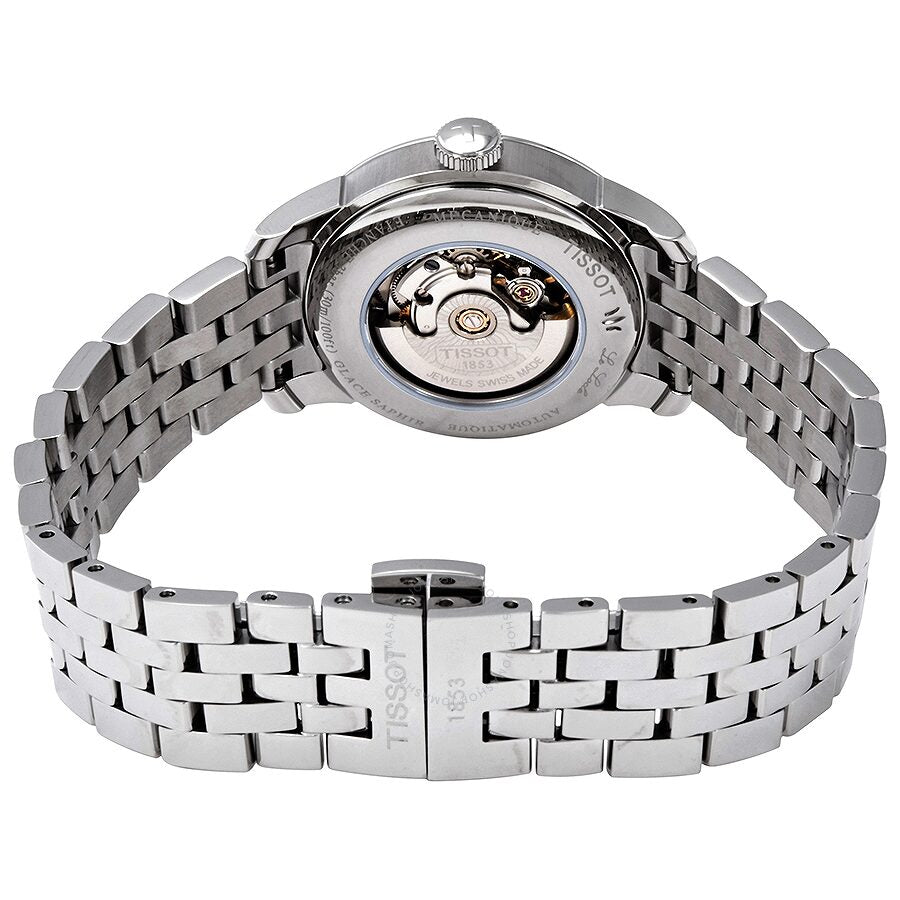Tissot Le Locle Automatic Diamonds Mother of Pearl Black Dial Silver Steel Strap Watch For Women - T006.207.11.126.00