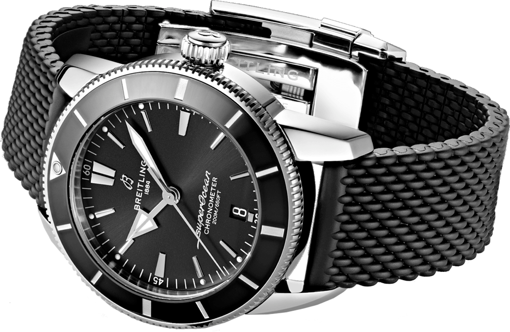 Breitling Superocean Heritage B20 Automatic 44 Black Dial Black Mesh Bracelet Watch for Men - AB2030121B1S1