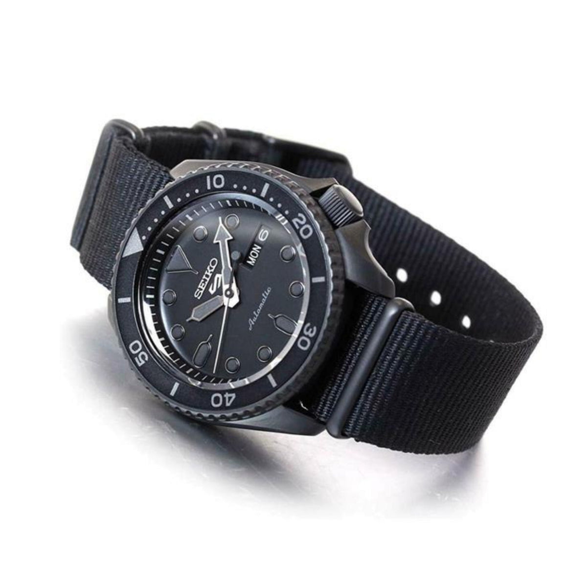 Seiko 5 Sports Automatic Black Dial Black NATO Strap Watch For Men - SRPD79K1
