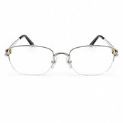 Cartier Rimless Unisex Rectangular Optical Glasses Silver Finish Temple