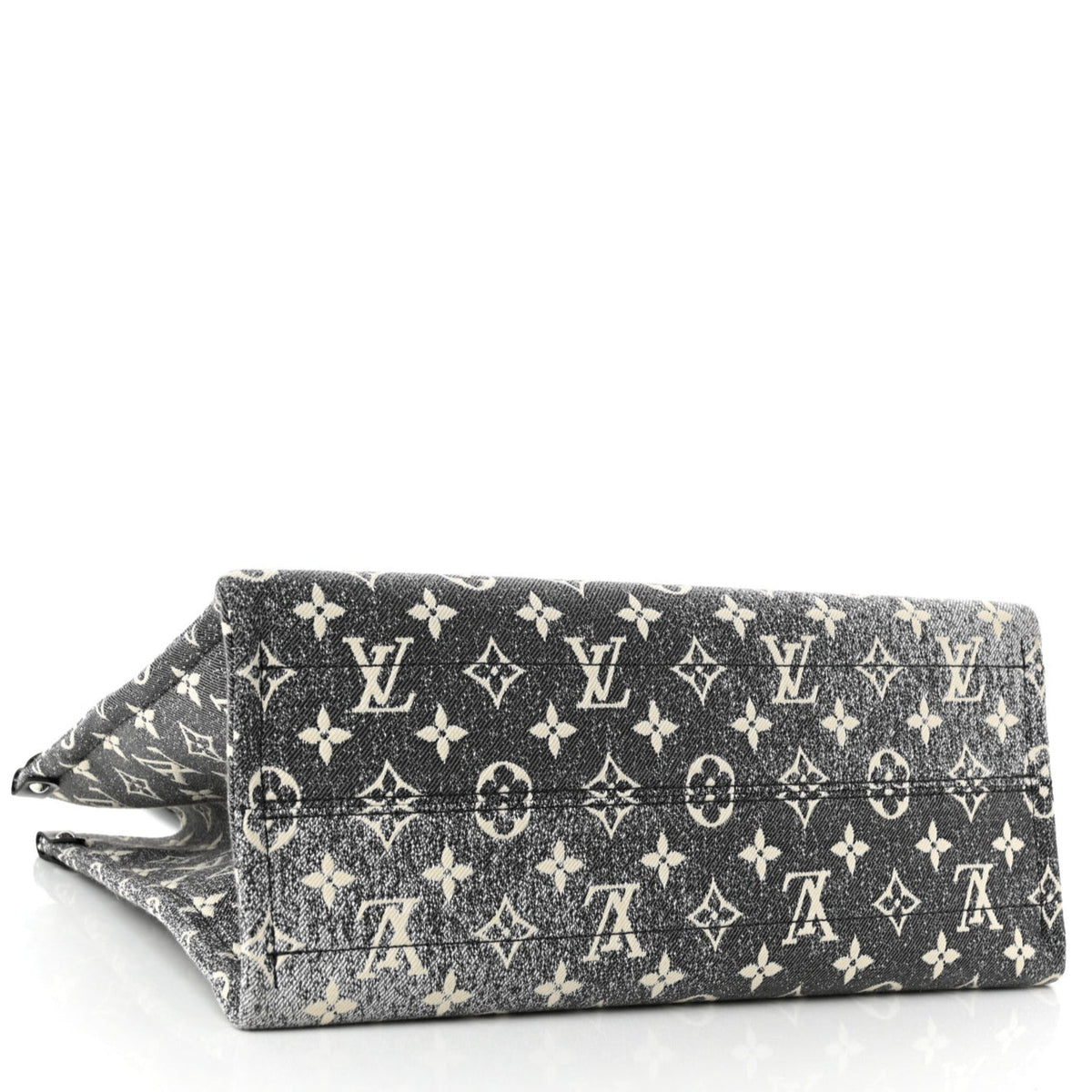 Louis Vuitton Jacquard Denim OnTheGo MM Tote Bag - Black White