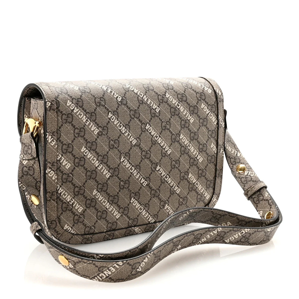 Gucci X Balenciaga GG Supreme Horsebit 1955 Shoulder Bag – Beige
