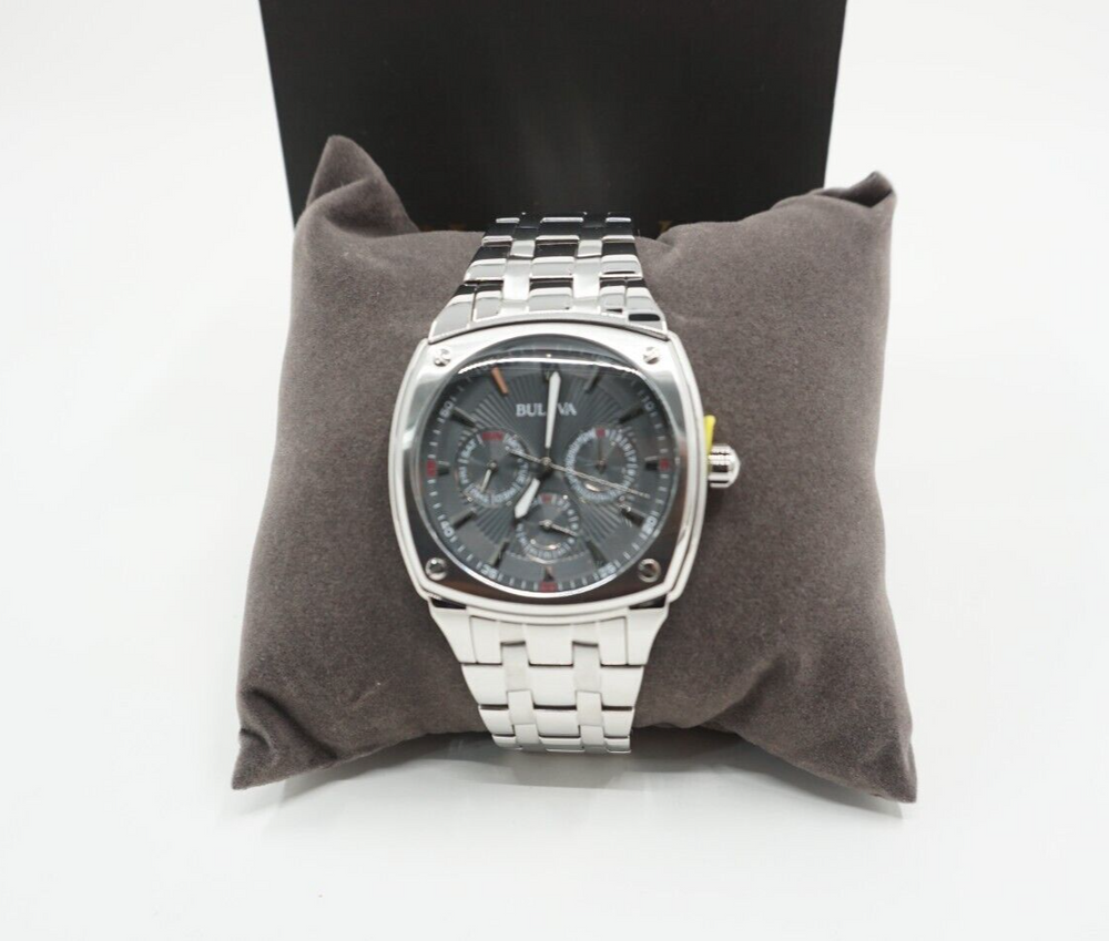Bulova Classic Collection Multifunction Grey Dial Silver Steel Strap Watch for Men - 96C148