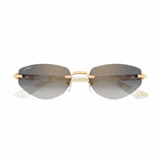  Cartier C Décor Women Rimless Geometric Frame Marble-Effect Temples Grey Sunglasses 