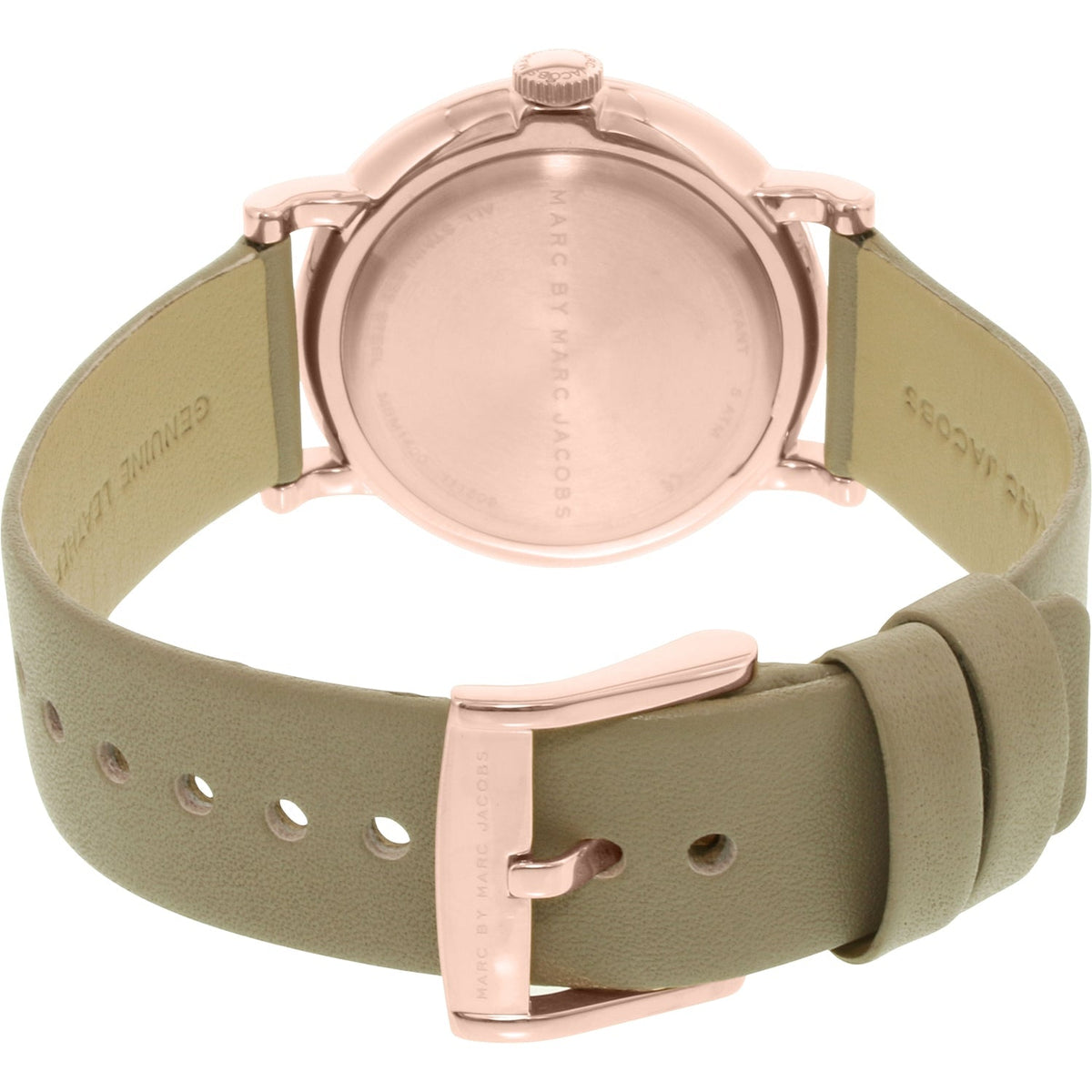 Marc Jacobs Baker Rose Gold Dial Grey Leather Strap Watch for Women - MBM1400