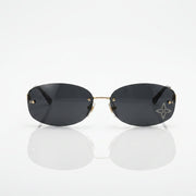 Louis Vuitton Women Crystal Oval Black Sunglasses