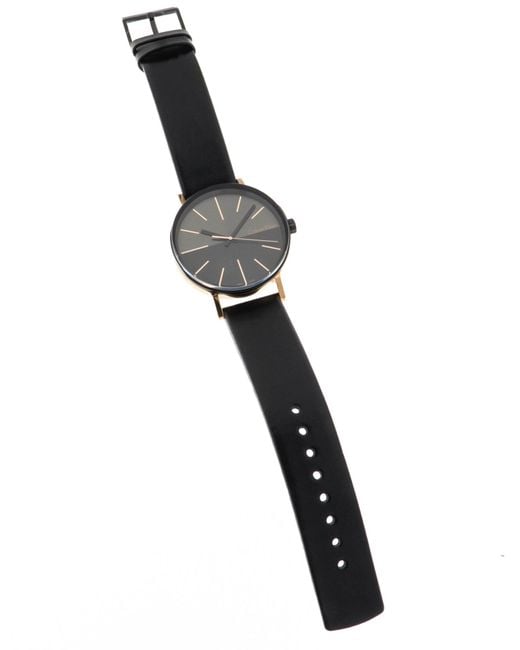 Calvin Klein Boost Black Dial Black Leather Strap Watch for Men - K7Y21TCZ