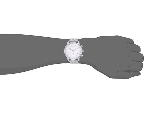 Calvin Klein City Chronograph White Dial Silver Mesh Bracelet Watch for Men - K2G27126