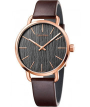 Calvin Klein Even Grey Dial Brown Leather Strap Watch for Women - K7B216G3