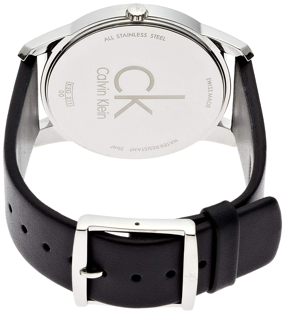 Calvin Klein City Black Dial Black Leather Strap Watch for Men - K2G211C1