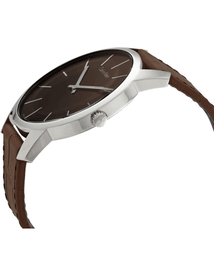 Calvin Klein City Brown Dial Brown Leather Strap Watch for Men - K2G211GK