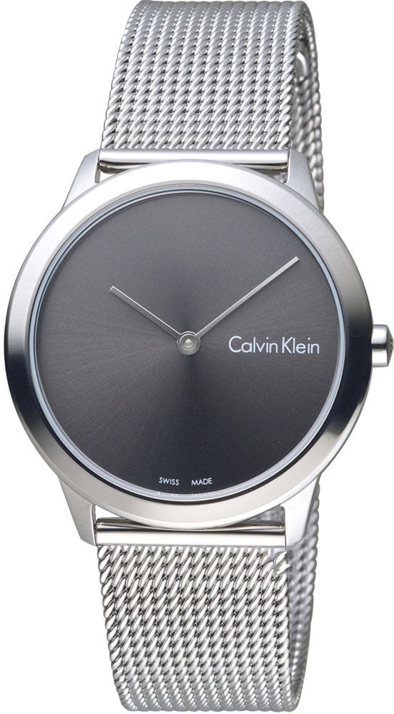 Calvin Klein Minimal Grey Dial Silver Mesh Bracelet Watch for Women - K3M221Y3