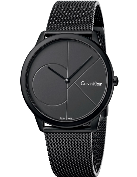 Calvin Klein Minimal Black Dial Black Mesh Bracelet Watch for Men - K3M514B1