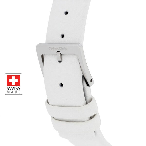 Calvin Klein Rise White Grey Dial White Leather Strap Watch for Women - K7A231L6