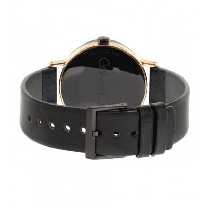 Calvin Klein Boost Black Dial Black Leather Strap Watch for Men - K7Y21TCZ