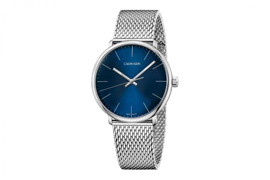 Calvin Klein High Noon Quartz Blue Dial Silver Mesh Bracelet Watch for Men - K8M2112N