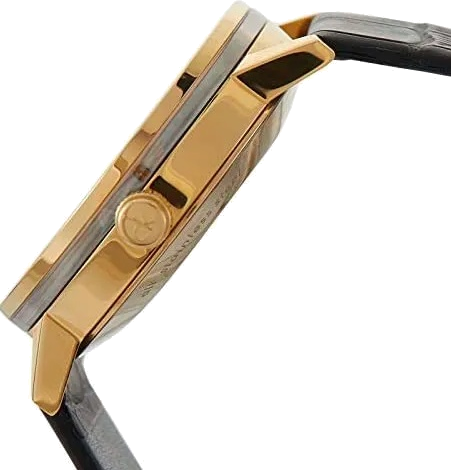 Calvin Klein Post Minimal Gold Dial Black Leather Strap Watch For Men - K7621501