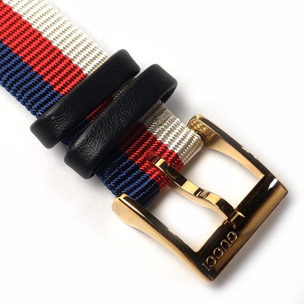 Gucci G-Frame Mother of Pearl Dial White Blue Red Nylon Strap Watch For Women - YA147405
