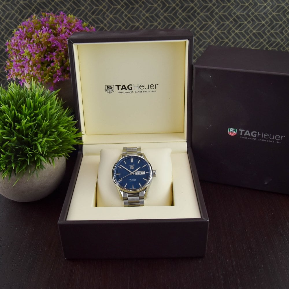 Tag Heuer Carrera Automatic Blue Dial Silver Steel Strap Watch for Men - WAR201E.BA0723