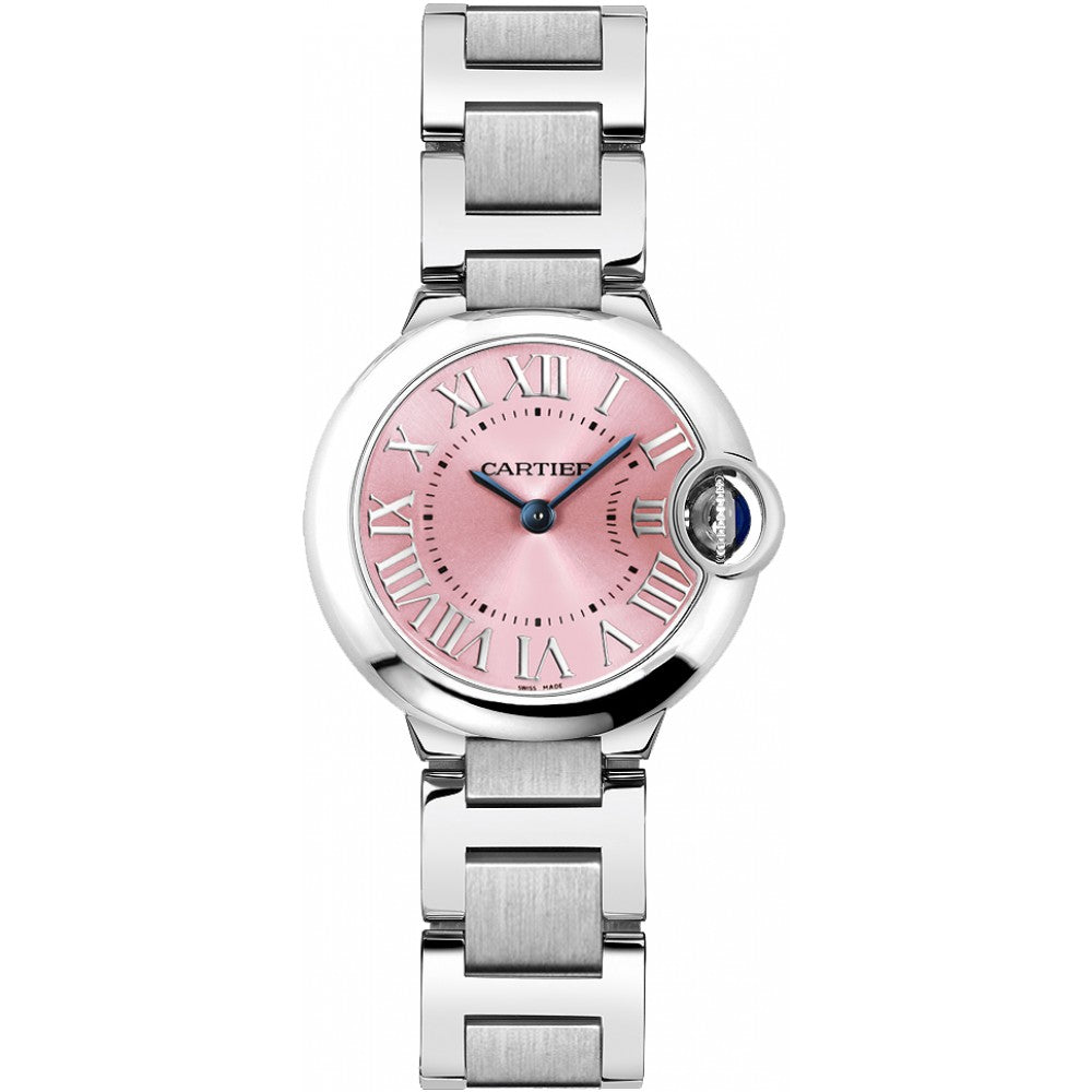 Cartier Ballon Bleu de Cartier Pink Dial Silver Steel Strap Watch for Women - W6920038