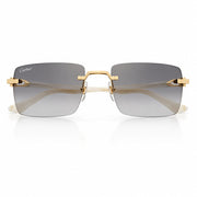 Cartier Elongated C de Motif Men Rimless Grey Marble Temple Sunglasses