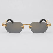  Cartier Première de Men Rimless Rectangular Gold White Grey Sunglasses
