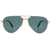 Cartier Santos De Men Pilot Brushed Gold Polarized Green Sunglasses