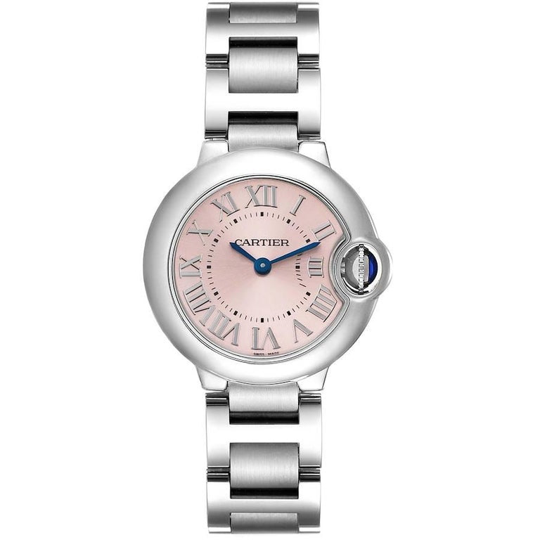 Cartier Ballon Bleu de Cartier Pink Dial Silver Steel Strap Watch for Women - W6920038