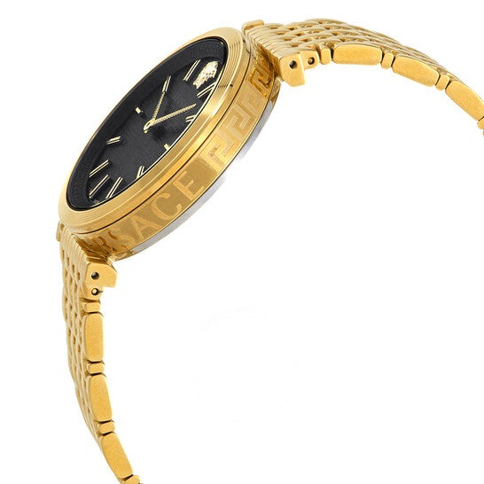 Versace V-Twist Black Dial Gold Mesh Bracelet Watch for Women - VELS00819
