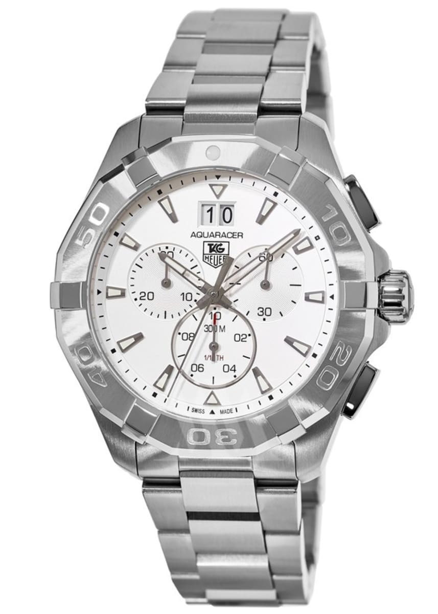 Tag Heuer Aquaracer White Dial Silver Steel Strap Watch for Men - CAY1111.BA0927