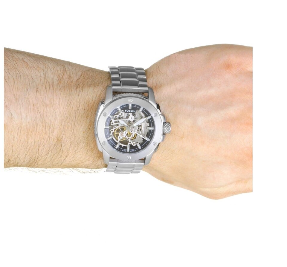 Fossil Modern Machine Automatic Silver Dial Silver Steel Strap Watch for Men - ME3081
