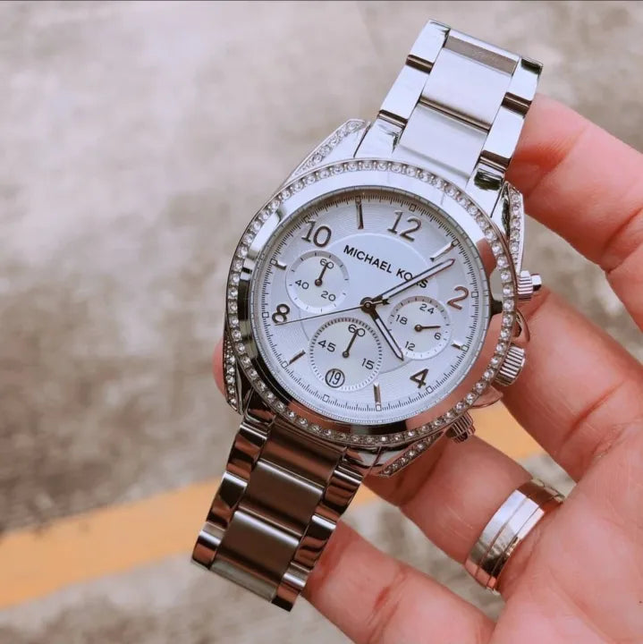Michael Kors Blair Silver Dial Silver Steel Strap Watch for Women - MK5165
