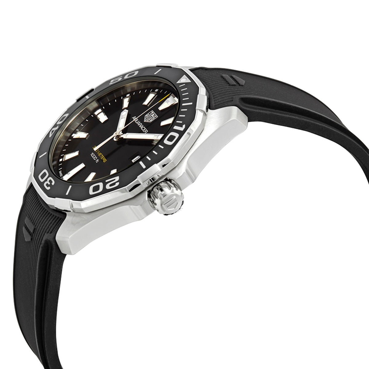 Tag Heuer Aquaracer Quartz Black Dial Black Rubber Strap Watch for Men - WAY101A.FT6141