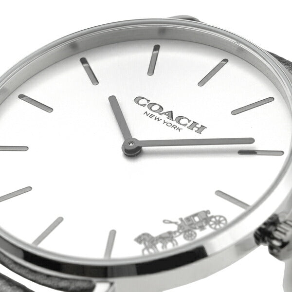 Coach Perry White Dial Grey Leather Strap Watch for Women - 14503155