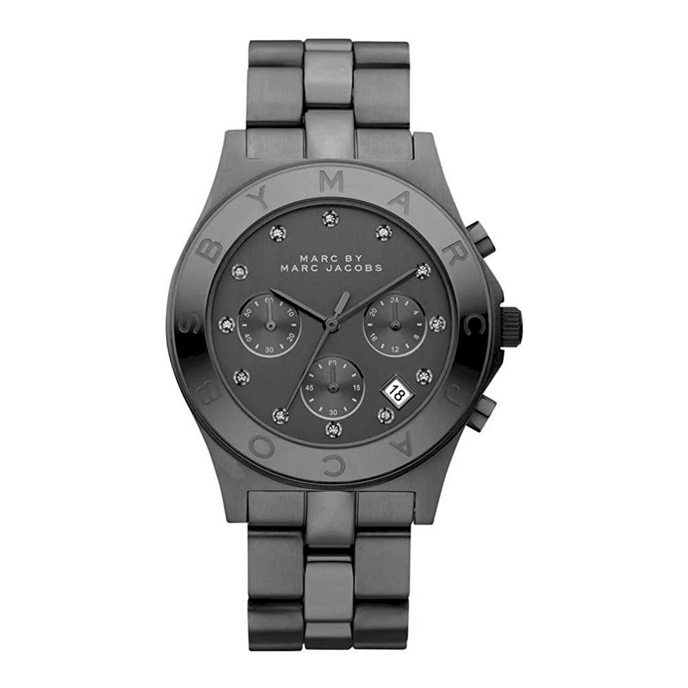 Marc Jacobs Blade Chronograph Black Dial Black Steel Strap Watch for Women - MBM3103