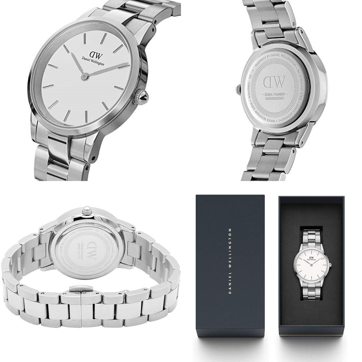 Daniel Wellington Iconic White Dial Silver Steel Strap Watch For Men - DW00100341