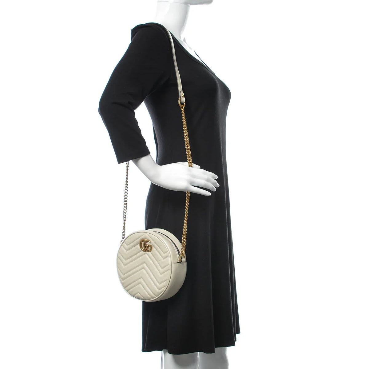 Gucci Azalea Marmont Round Shoulder Bag – White