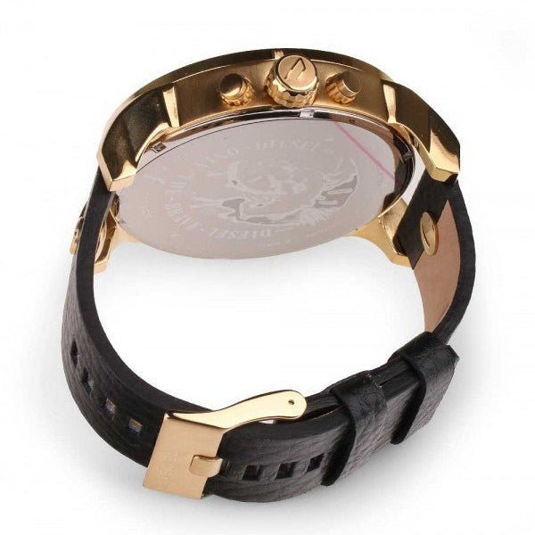 Diesel Mr Daddy Chronograph Black Dial Black Leather Strap Watch For Men - DZ7371