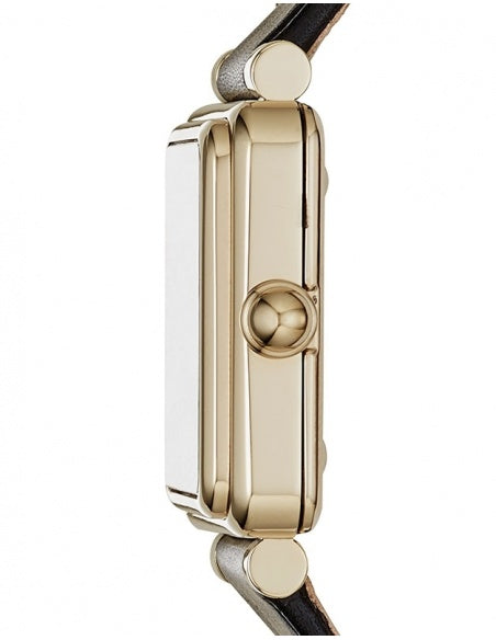Marc Jacobs Vic Silver Dial Black Leather Strap Watch for Women - MJ1437