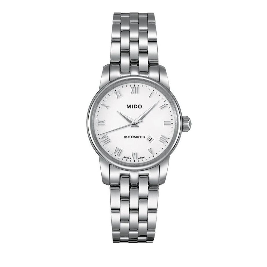 Mido Baroncelli III Automatic White Dial Silver Steel Strap Watch For Women - M7600.4.26.1