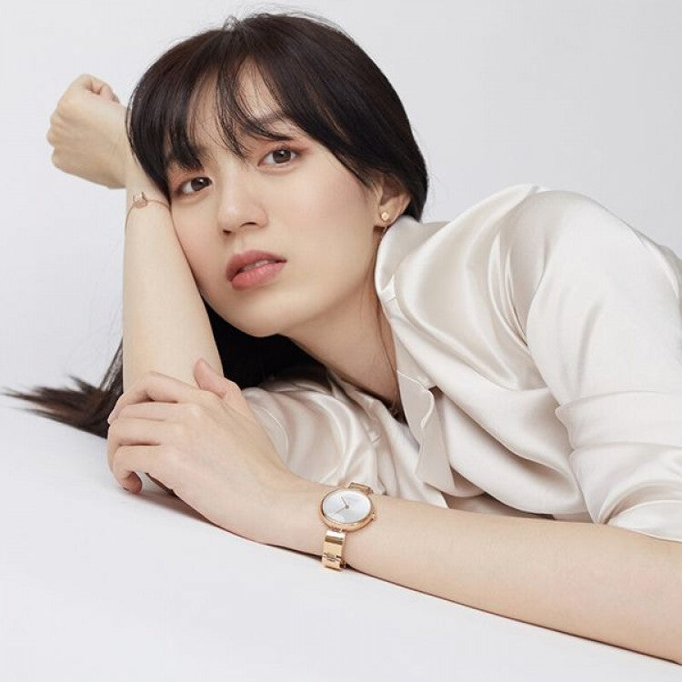 Calvin Klein Wavy White Dial Rose Gold Steel Strap Watch for Women - K9U23646
