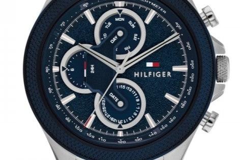 Tommy Hilfiger Clark Chronograph Blue Dial Silver Steel Strap Watch For Men - 1792080