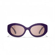 Chanel Women Oval Purple Sunglasses