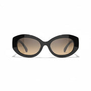 Chanel Women Oval Black Sunglasses