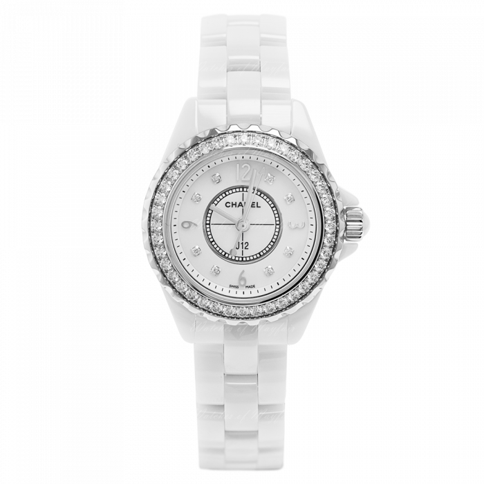 Chanel J12 Quartz Diamonds White Dial White Steel Strap Watch for Women - J12 H3110