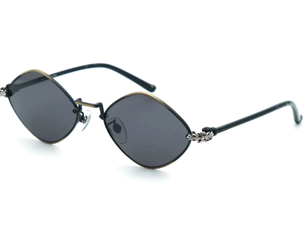Chrome Hearts Diamond Dog 1412 Unisex Black Dark Grey Oval Diamond Sunglasses